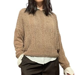 Oversized taupe chenille sweater